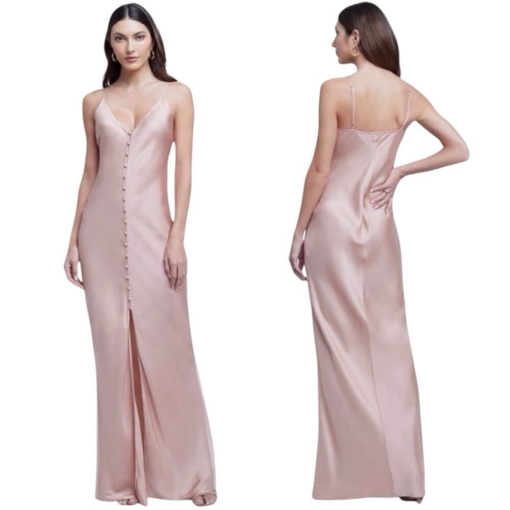 L'AGENCE Arizona maxi slip dress in dusty pink rayon-viscose blend Size 8 NWT